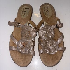 BOC Born Concept Womens Floral Sandals Us 9/EU 40.5 Metallic Pearl Gold Slides